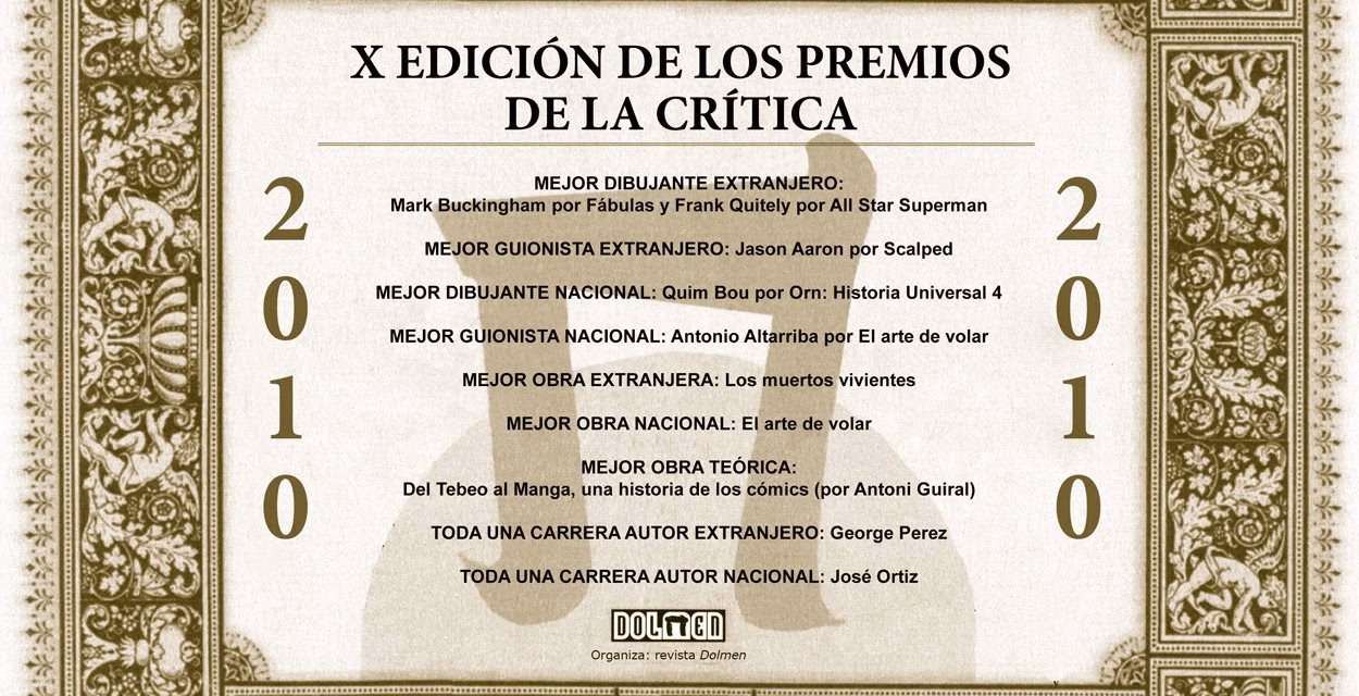 Ganadores de los X Premios de la Crítica