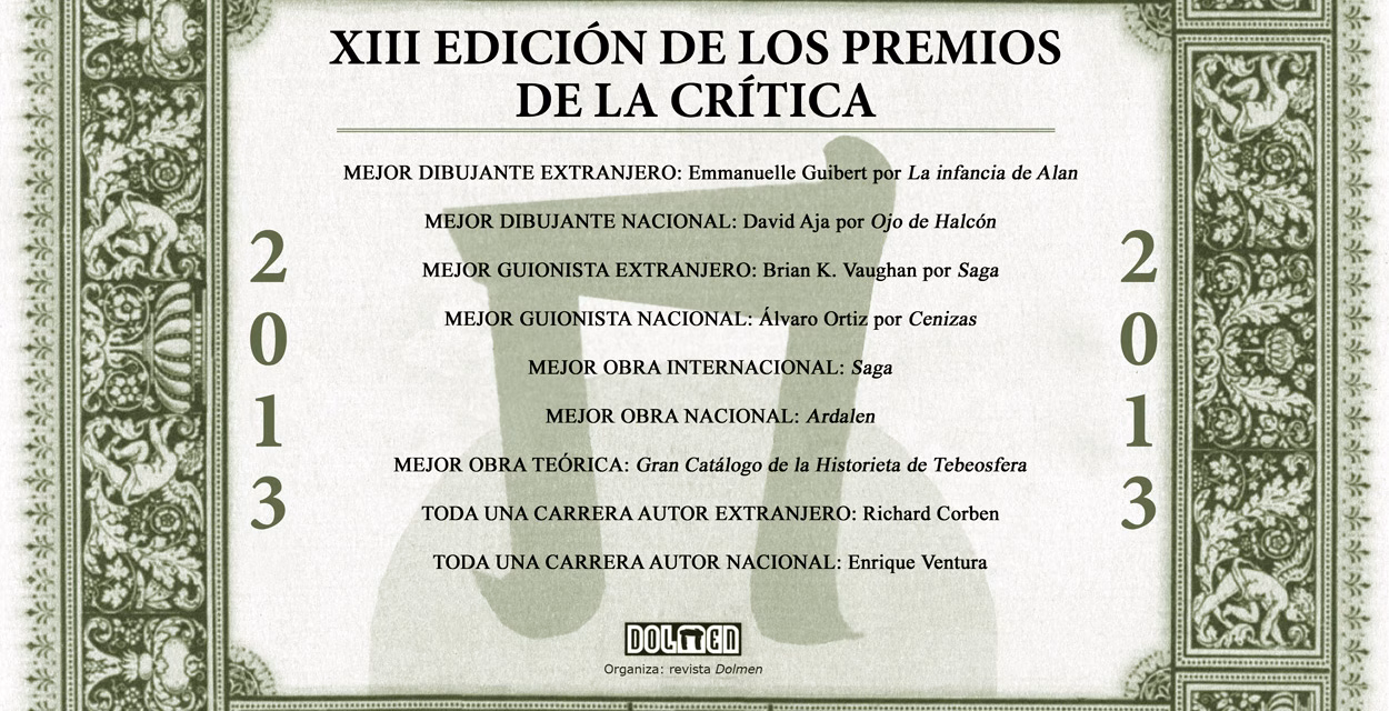Ganadores de los XIII Premios de la Crítica