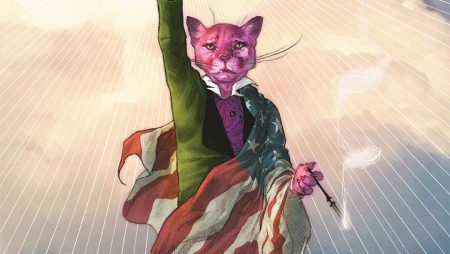 "Huyamos por la izquierda: las crónicas del León Melquíades" (Mark Russell y Mike Feehan, ECC Ediciones) Huyamos por la izquierda: las crónicas del León Melquíades