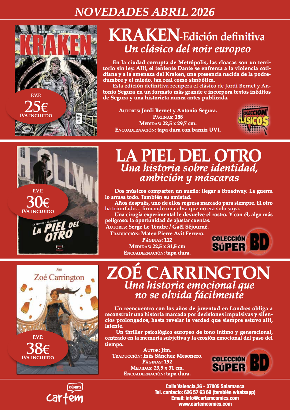 Novedades de abril de Cartem Cómics y Elephant Books