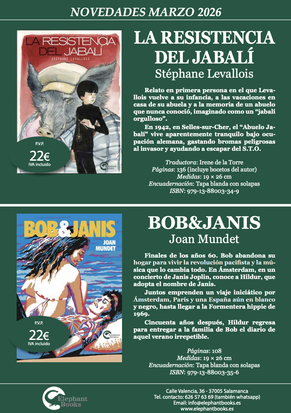 Novedades de abril de Cartem Cómics y Elephant Books